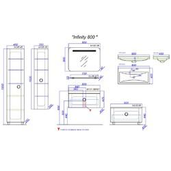 Тумба с умывальником Aqwella 5 Stars Infinity 80, подвесная, черный