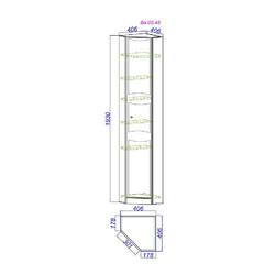 Шкаф-пенал напольный Aqwella Барселона 45, угловой, с зеркалом