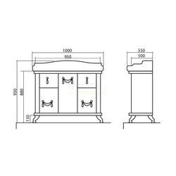 Тумба с умывальником Аквародос Арт Деко 100 Люкс, айвори