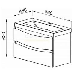 Тумба для умывальника АВН Фиджи 85, подвесная, черный 9