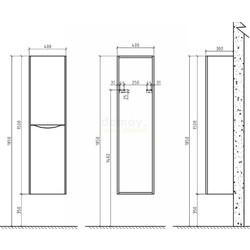 Шкаф-пенал подвесной BelBagno Ancona-N 40, левый, Bianco Quadrato