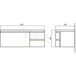 Тумба для умывальника BelBagno Prospero 120, подвесная, левая, Rosso Brilliante