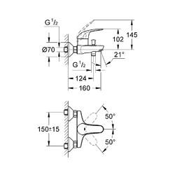 Смеситель для ванны Grohe Euroeco 32743000, настенный