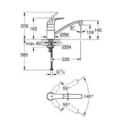 Смеситель для кухни Grohe Euroeco 32750000 с длинным изливом