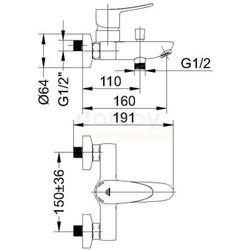 Смеситель для ванны Rubineta Static-10/K (N) A10A08N (A10A08)