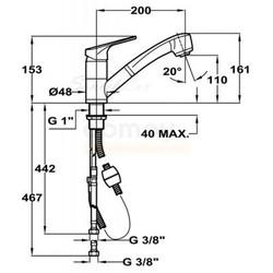 Смеситель для кухни Teka MTP 978 TG 46978020T с выдвижной лейкой, топаз