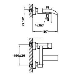 Смеситель для ванны Teka Vita Cascade 241020200, c душевым гарнитуром