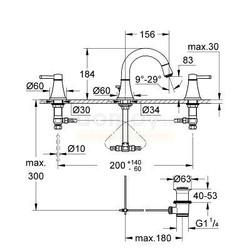Смеситель для умывальника Grohe Grandera 20417IG0, низкий излив, с донным клапаном