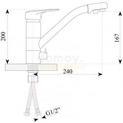 Смеситель для кухни Gran-Stone GS-4304/303, салатовый, под фильтр