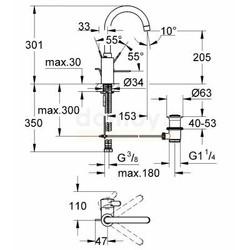Смеситель для умывальника Grohe Eurosmart Cosmopolitan 32830000, с донным клапаном