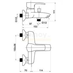 Смеситель для ванны Rubineta Artis-10 540041, настенный