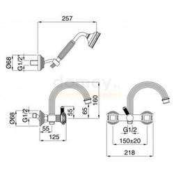 Смеситель для ванны Cezares Olimp VD с лейкой, настенный, Swarovski, хром