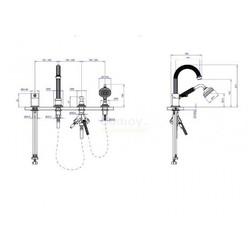 Смеситель на борт ванны Cezares Olimp BVDM с выдвижной лейкой, бронза