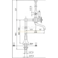 Смеситель на борт ванны Cezares Diamond PBV с лейкой, Swarovski, бронза
