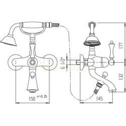 Смеситель для ванны Cezares Margot VDMP с лейкой, отдельностоящий, белый глянец