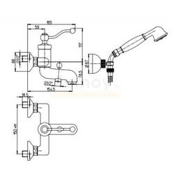 Смеситель для ванны Paini Duomo, настенный, с лейкой, хром