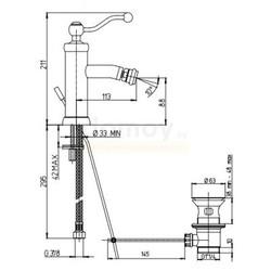 Смеситель для биде Paini Duomo, бронза