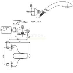 Смеситель для ванны Paini Spider, настенный, с лейкой, хром