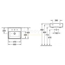 Умывальник Villeroy&Boch Memento 50, универсальный