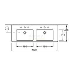 Умывальник Villeroy&Boch Subway 2.0 130, универсальный, двойной