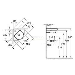Умывальник Villeroy&Boch Subway 2.0 32, настенный, угловой