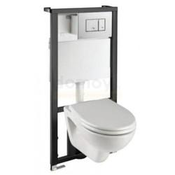 Унитаз подвесной с инсталляцией Vitra Arkitekt, с крышкой, кнопка глянцевый хром