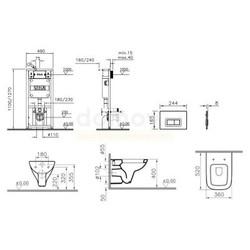 Унитаз подвесной с инсталляцией Vitra Form 300, с крышкой