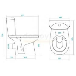 Унитаз напольный Santek Анимо, с крышкой полипропилен, горизонтальный выпуск