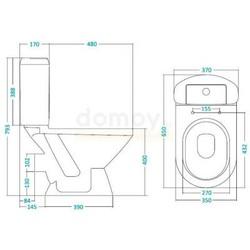 Унитаз напольный Santek Сенатор, с крышкой, горизонтальный выпуск