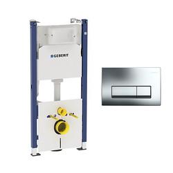 Инсталляция для унитаза Geberit Duofix 458.126.00.1, кнопка Delta51 глянцевый хром