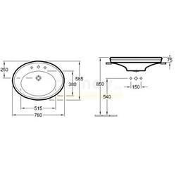 Умывальник Villeroy&Boch Amadea 78, врезной