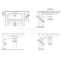 Умывальник Villeroy&Boch Legato 100, универсальный