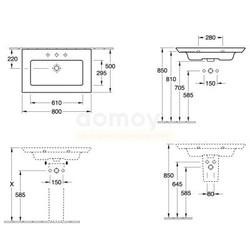 Умывальник Villeroy&Boch Legato 80, универсальный