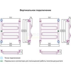 Полотенцесушитель водяной Сунержа Элегия 60x50, чёрный, боковое подключение