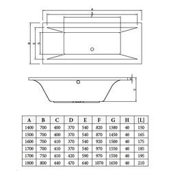 Акриловая ванна Bonito Home Valencia 170x75, с ножками