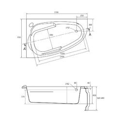 Акриловая ванна Cersanit Joanna New 150x95 (левая)
