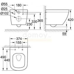 Комплект инсталляции Grohe RAPID SL 3в1 38772001 Подвесной унитаз EURO 49 см 39206000 + сиденье 39458000