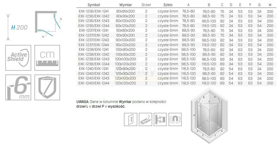 Душевой уголок New Trendy REFLEXA L 80x80 (2 двери)