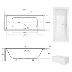 Акриловая ванна Besco Quadro 165х75