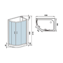Душевая кабина без крыши Welt-Wasser WERRA 1201 L 120х90