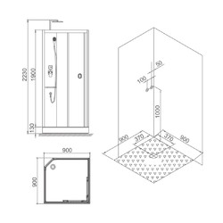 Душевая кабина без крыши SSWW W0915 90х90
