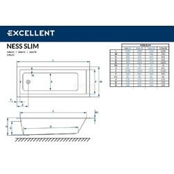 Акриловая ванна Excellent Ness Slim 160х70