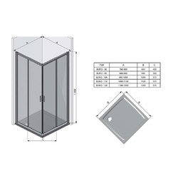 Душевой уголок Ravak Blix BLRV2K-120+BLRV2K-120, блестящий + транспарент