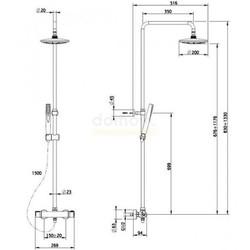 Душевая стойка c тропическим душем TEKA МТ ПЛЮС (46.238.02.00)