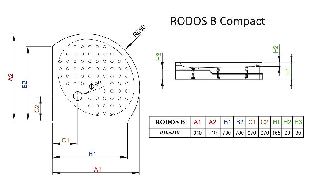 Душевой поддон Radaway Rodos B Compact 90x90