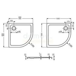 Душевой поддон ROTH (Roltechnik) Flat Rondo R55 80x80x5