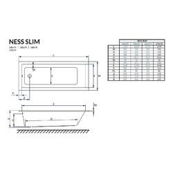 Акриловая ванна Excellent Ness Mono Slim 150х70