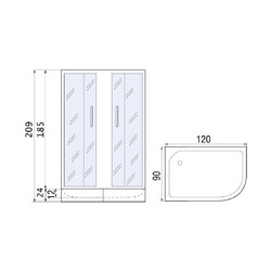 Душевой уголок River Don XL 120/90/24 МТ L, с поддоном