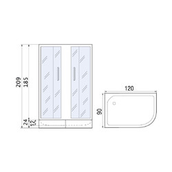Душевой уголок River Don XL 120/90/24 МТ R, с поддоном