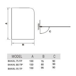 Душевая шторка River BAIKAL 85 ПР